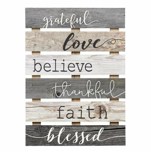 Brand new 🤩 Signs & Letterboards P. Graham Dunn Grateful, Love, Believe, Thankful, Faith, Blessed Pallet Sign ✔️